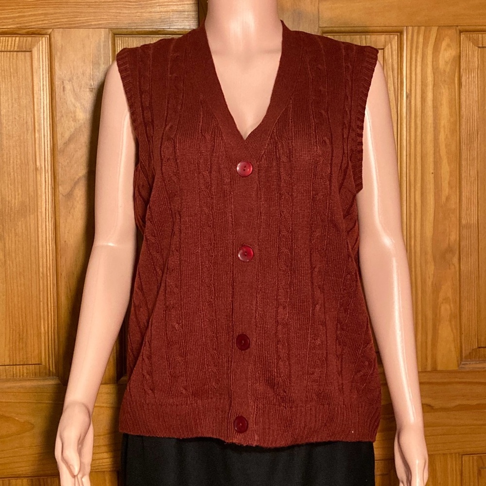 NWOT Sara Morgan Vintage 90s Sweater Vest Red Size L Large